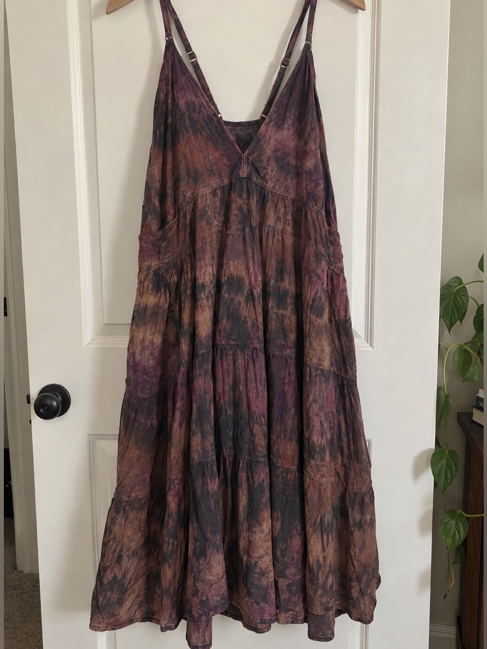 Jaded Gypsy Boho Tie Dye Tiered Midi Dress L/XL